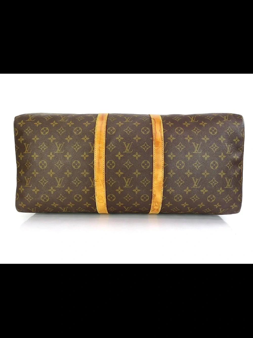 Louis Vuitton Brown Monogram Duffel Bag with Tan Trim